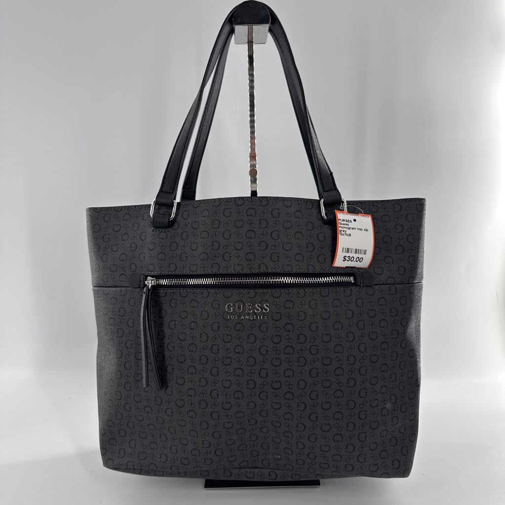 monogram top zip tote