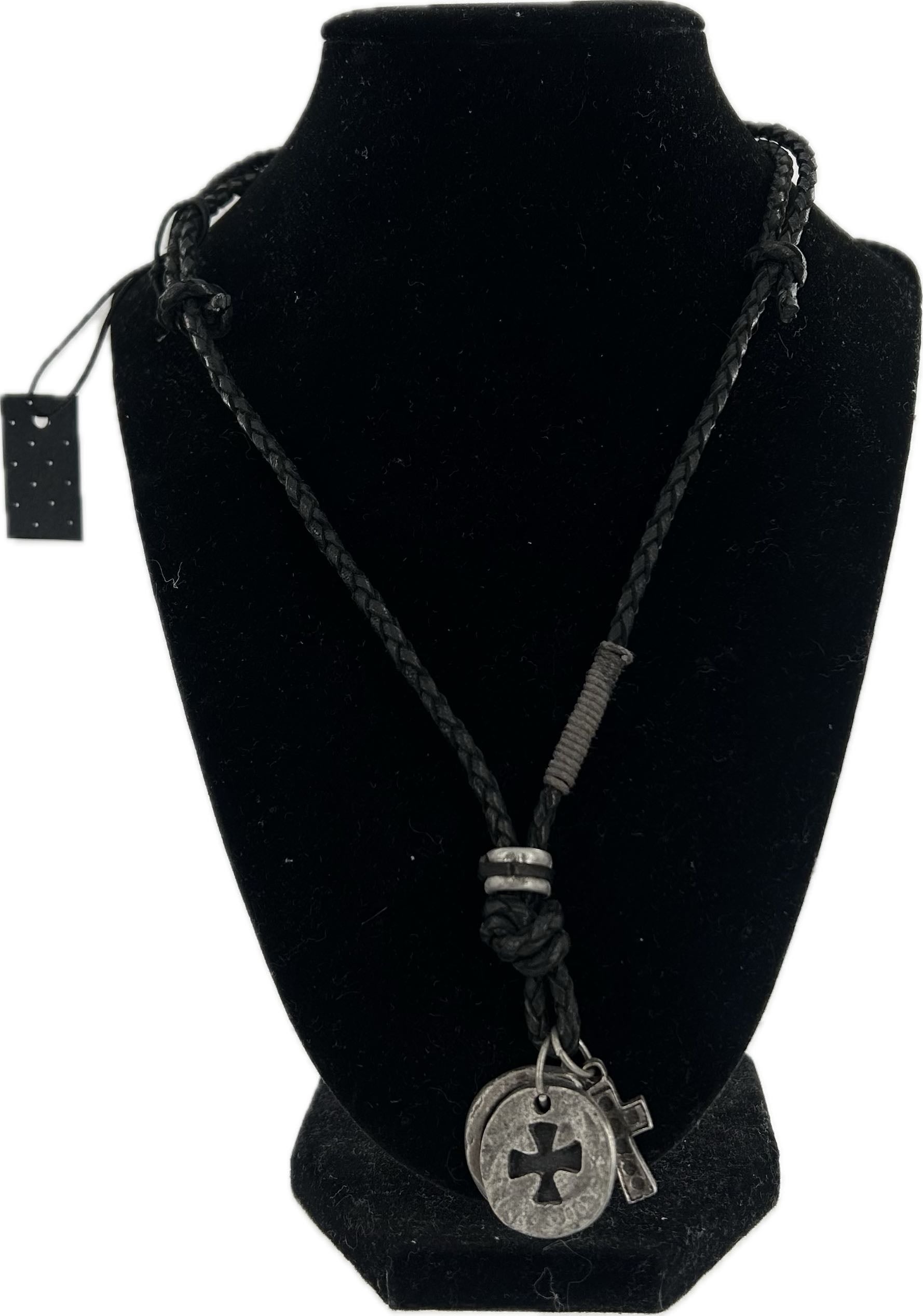 woven leather cross pendant necklace