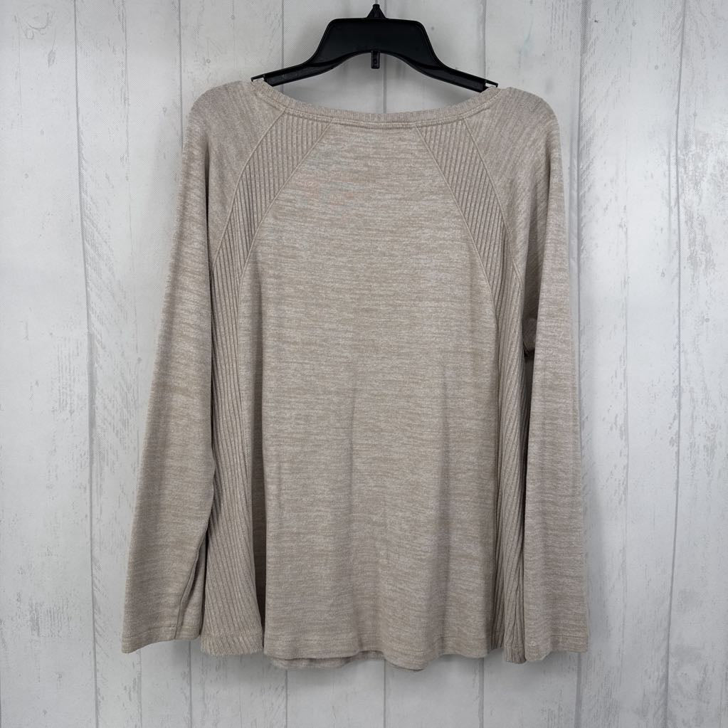 L v-neck marled/ribbed l/s top