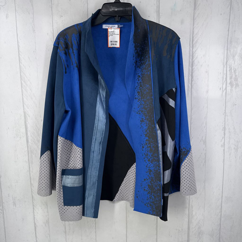 M suede perforated flowy jacket