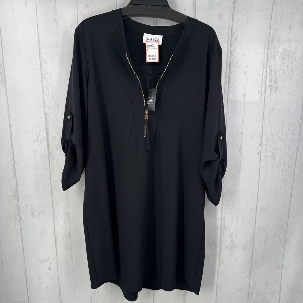 14 zip front tab slv dress