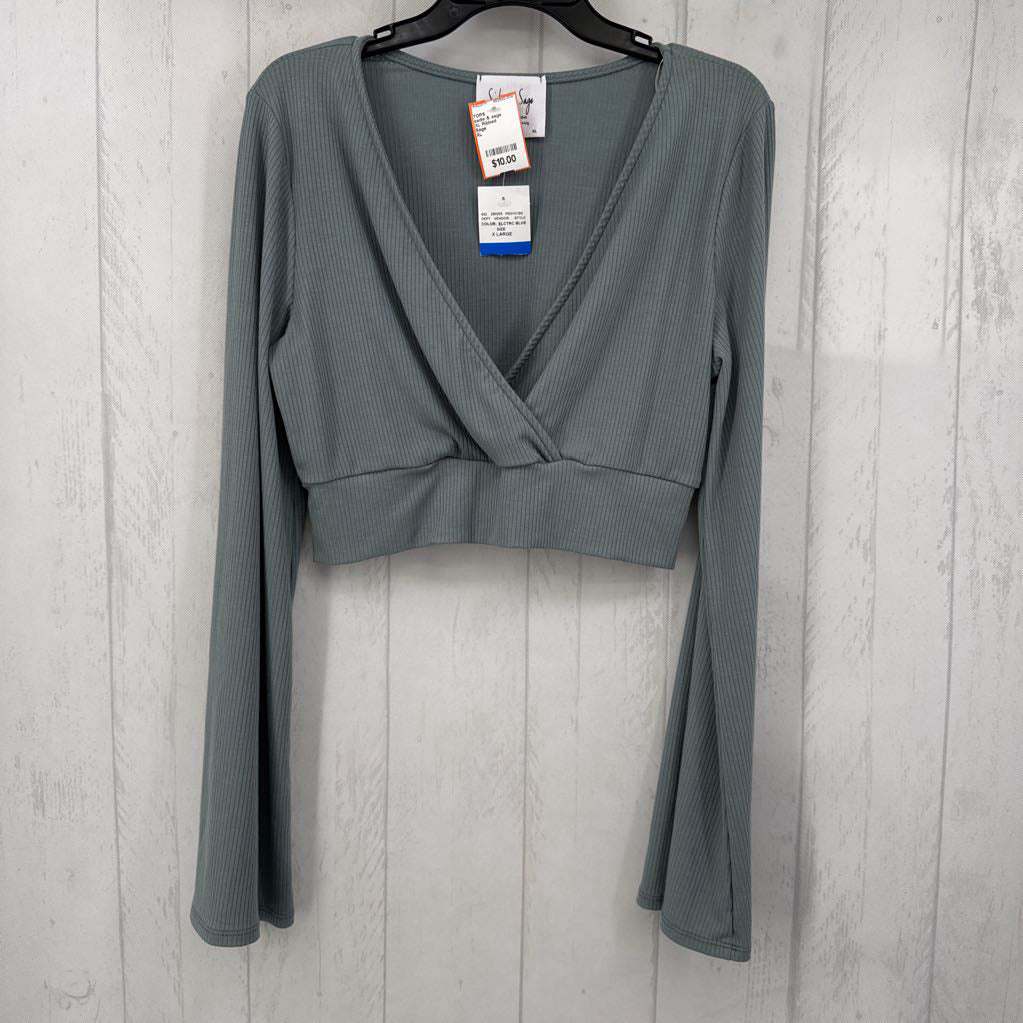 XL Ribbed crossover cropped long sleeve