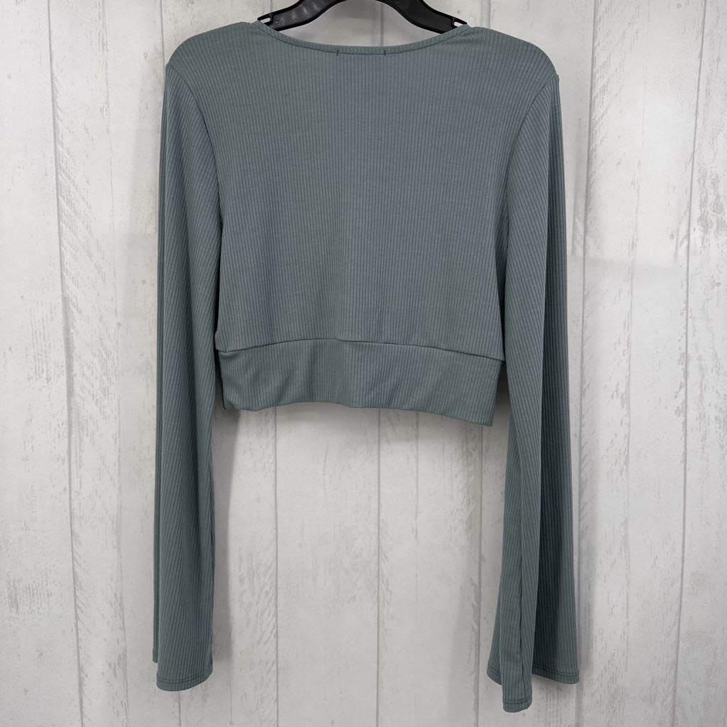 XL Ribbed crossover cropped long sleeve
