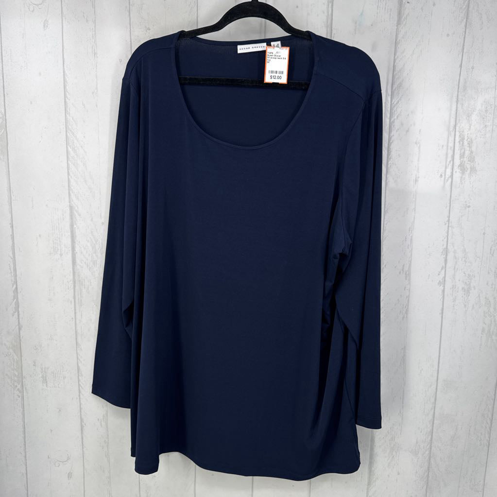 3X scoop neck 3/4 slv top