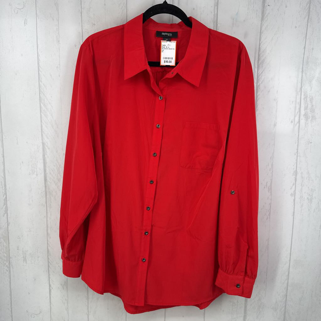 3X button down l/s top