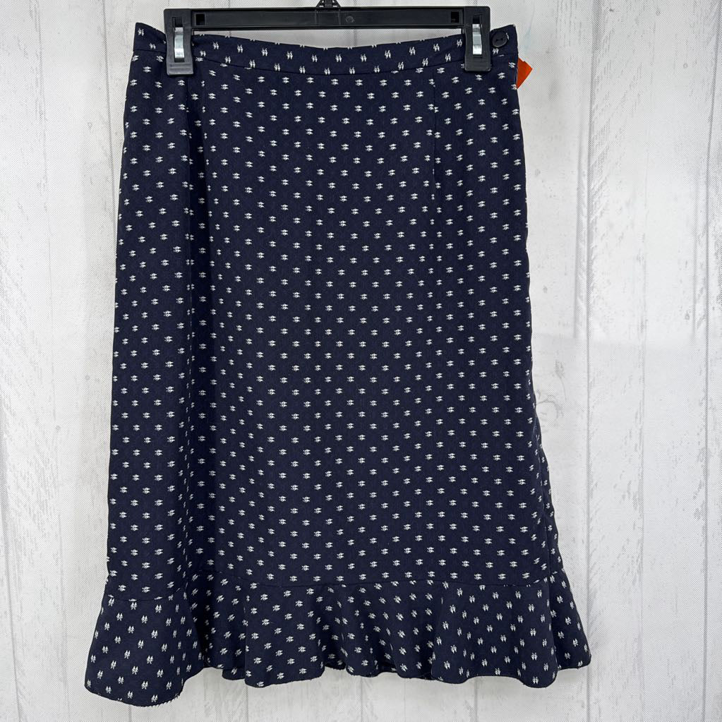 8 Navy Patterned Trumpet Skirt