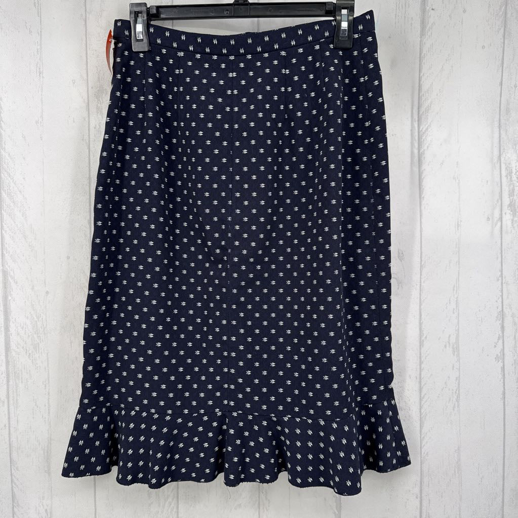 8 Navy Patterned Trumpet Skirt