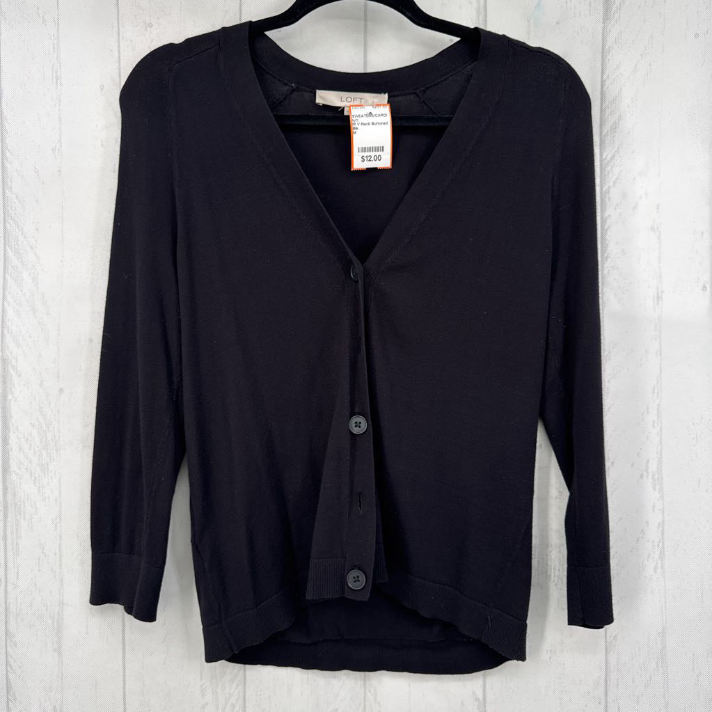 M V-Neck Buttoned Cardigan