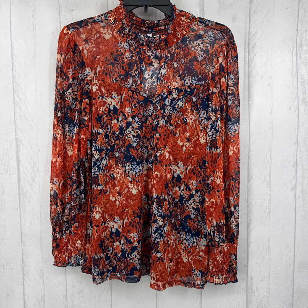 NWT LG l/s High-neck Mesh Blouse