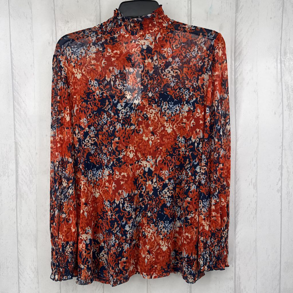 NWT LG l/s High-neck Mesh Blouse