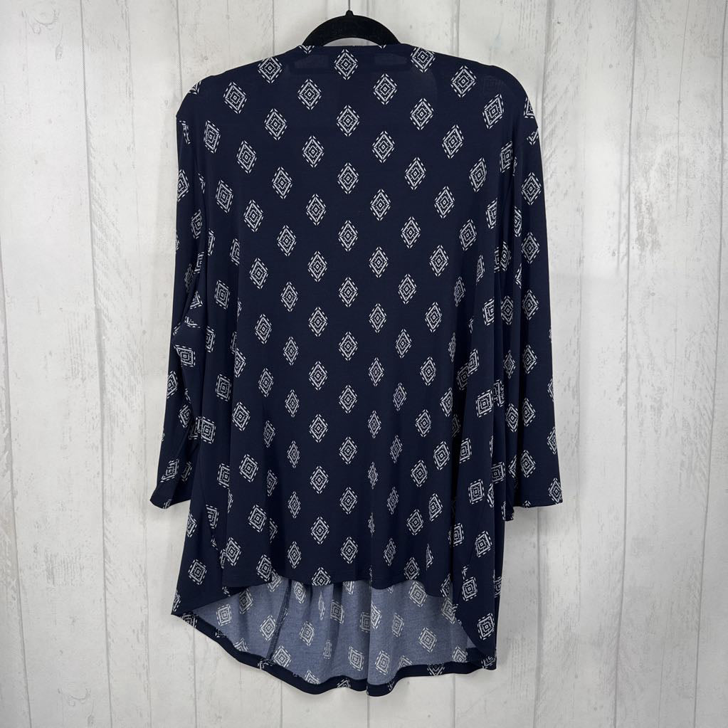 22/24 printed v-neck 3/4 slv top