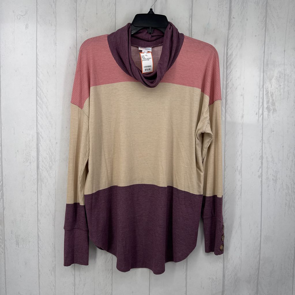 L ribbed colorblock l/s top