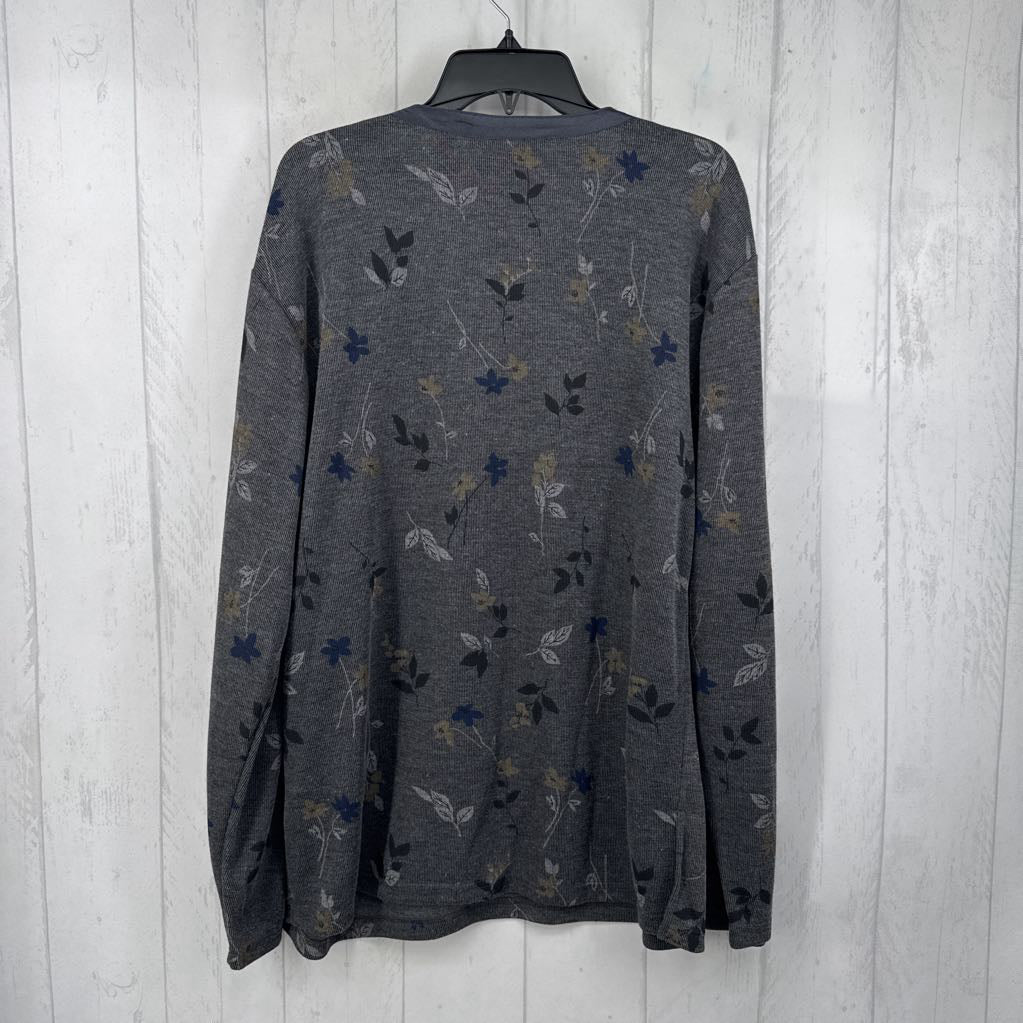 XL rib-knit flo print l/s top