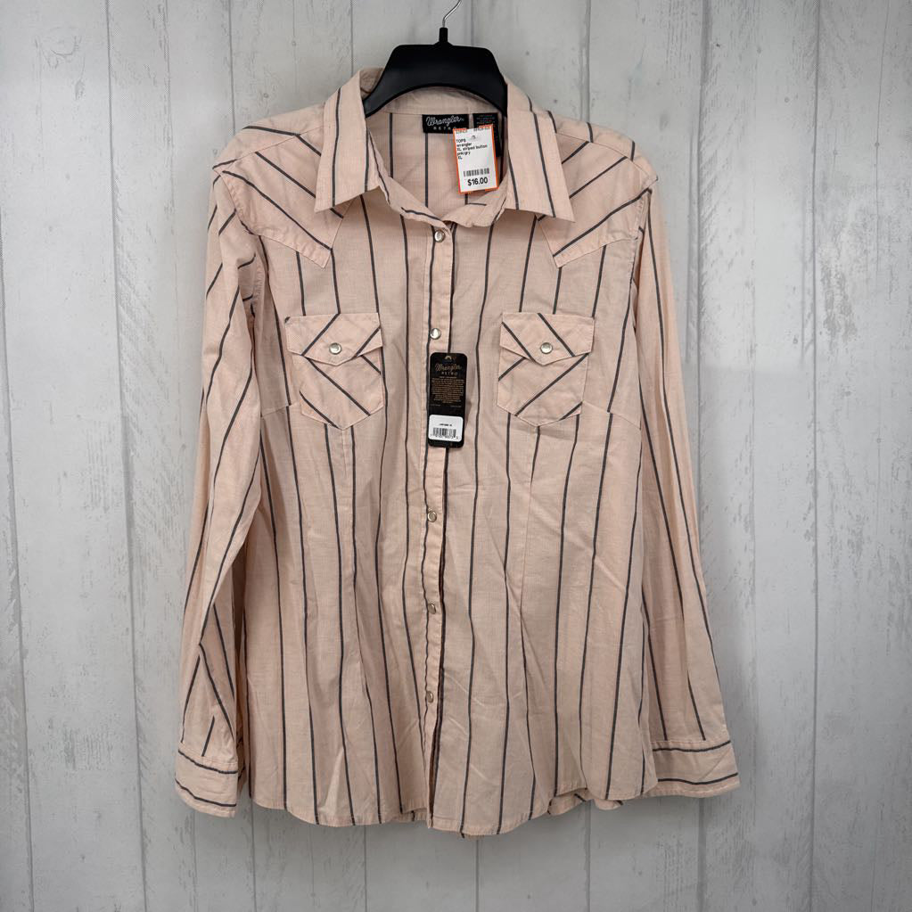 XL striped button down l/s top