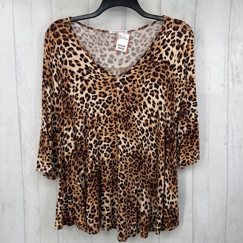 2x elbow slv animal print top
