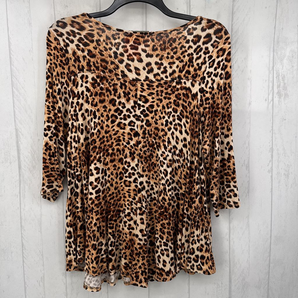 2x elbow slv animal print top