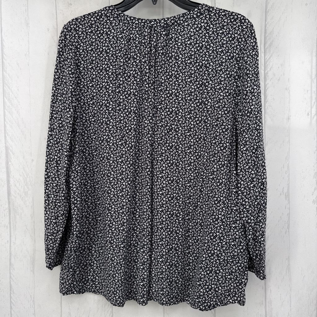 PL l/s print pleated button shirt