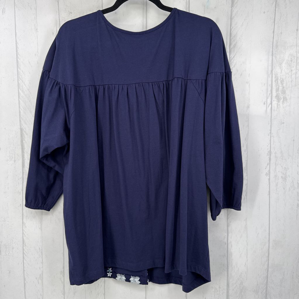 22/24 3/4 slv embroidered top