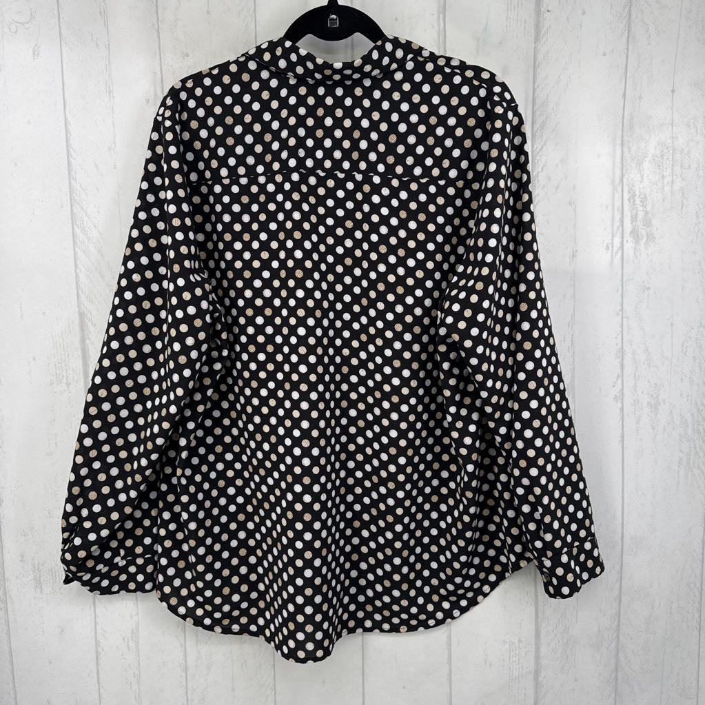 2x l/s circle print button shirt