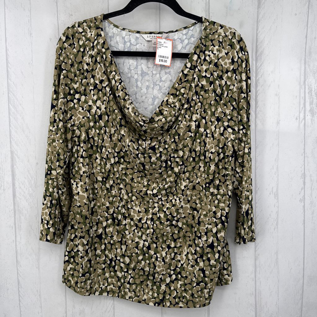 1x 3/4 slv print drape top