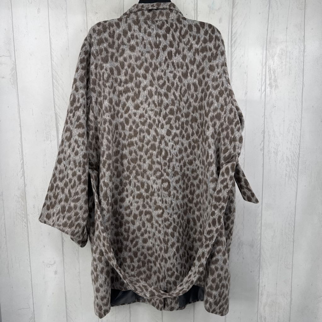2x l/s animal print zip coat