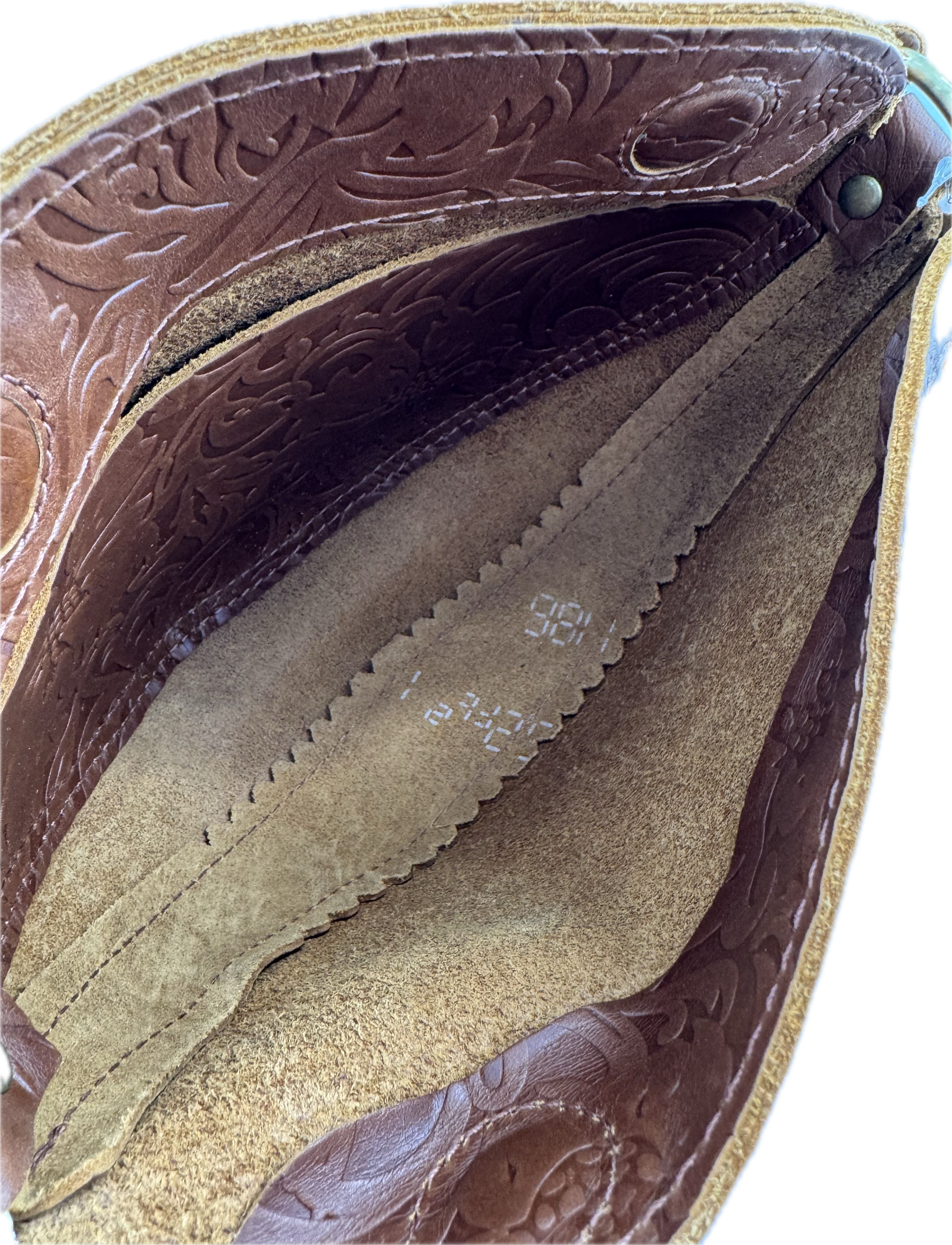 embossed floral leather crossbody