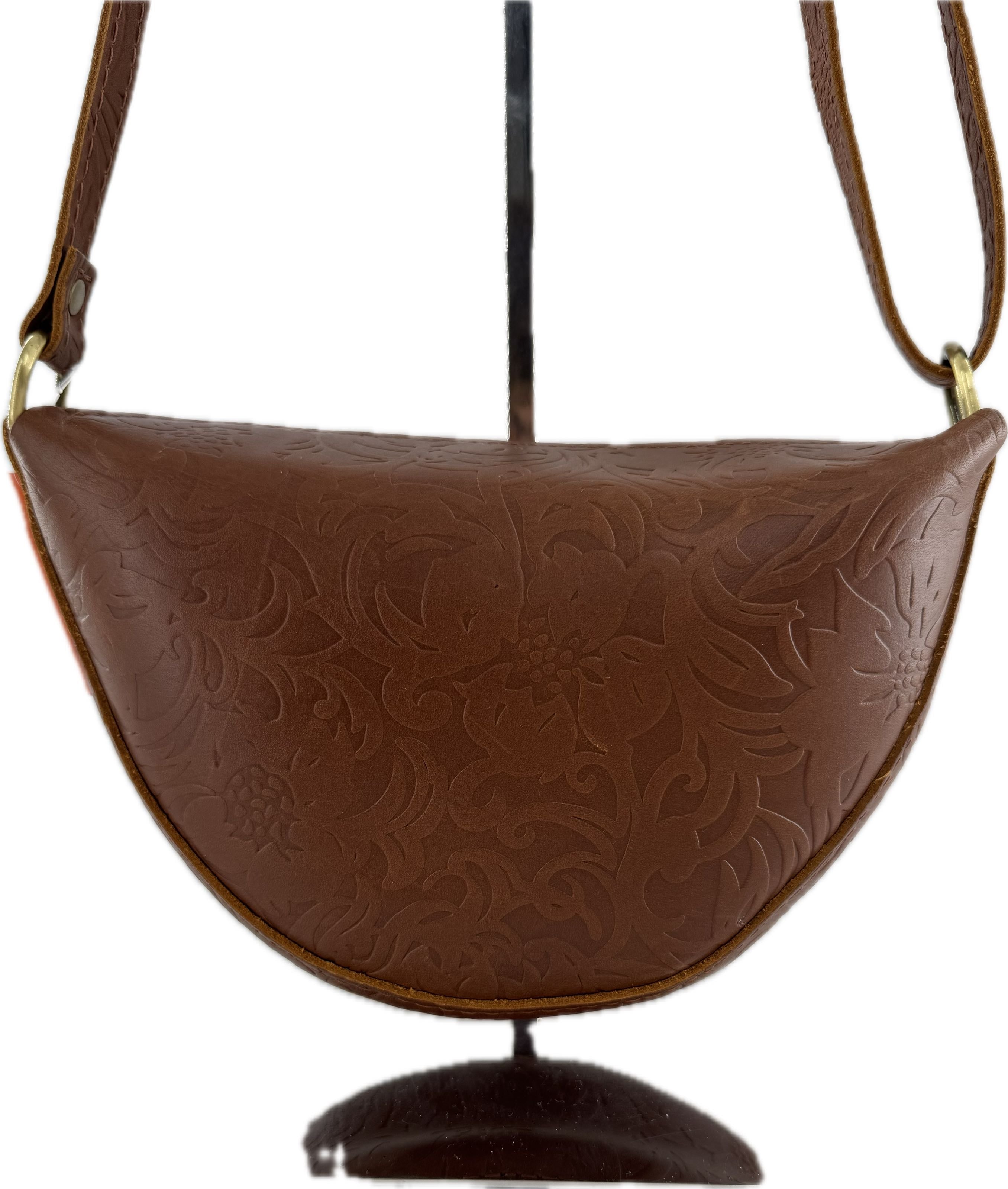 embossed floral leather crossbody