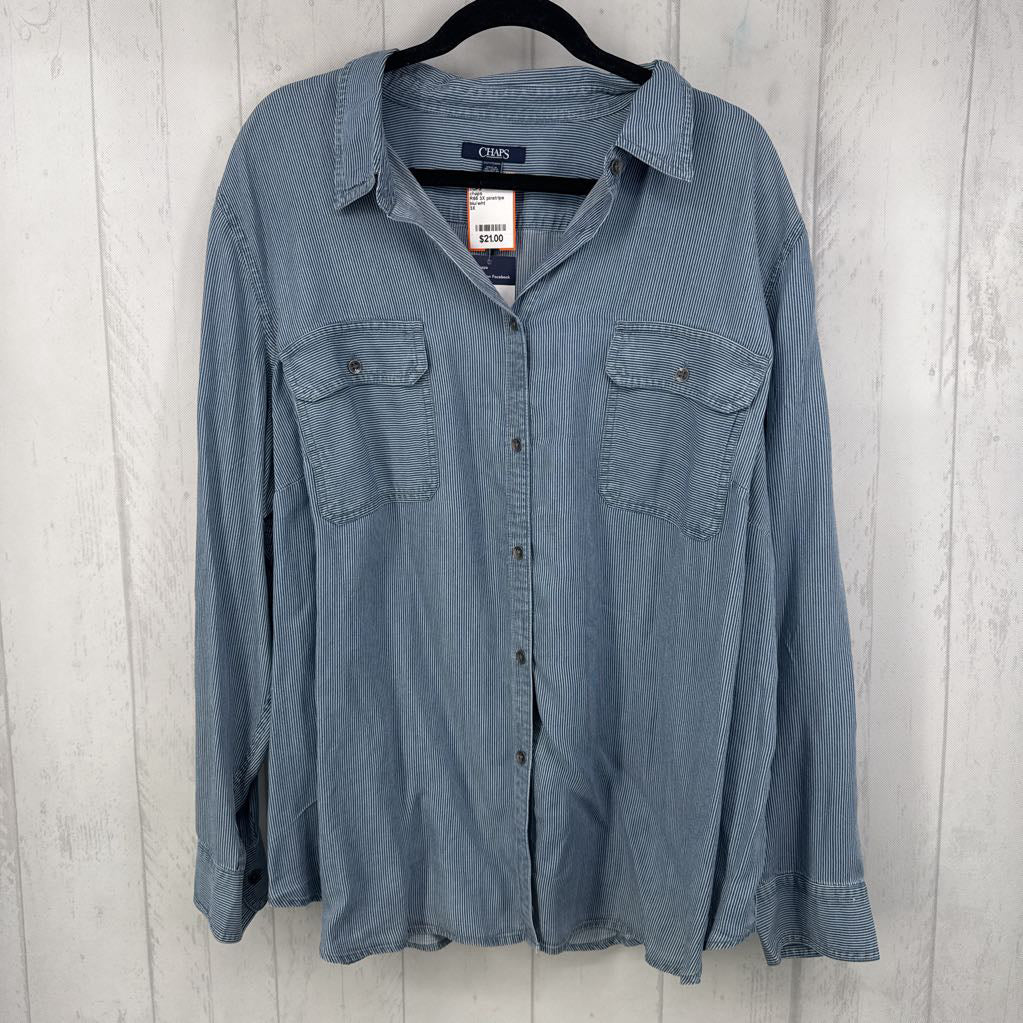 R65 3X pinstripe button down l/s top