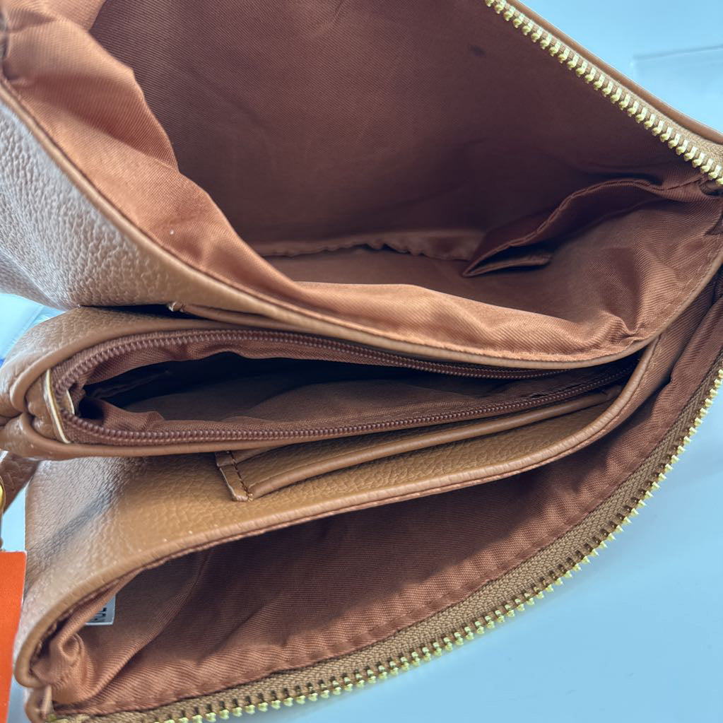 triple compartment crossbody/wristlet