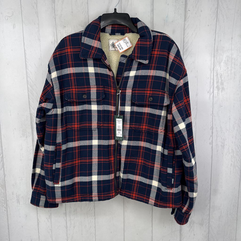 R88 L sherpa lined plaid jacket
