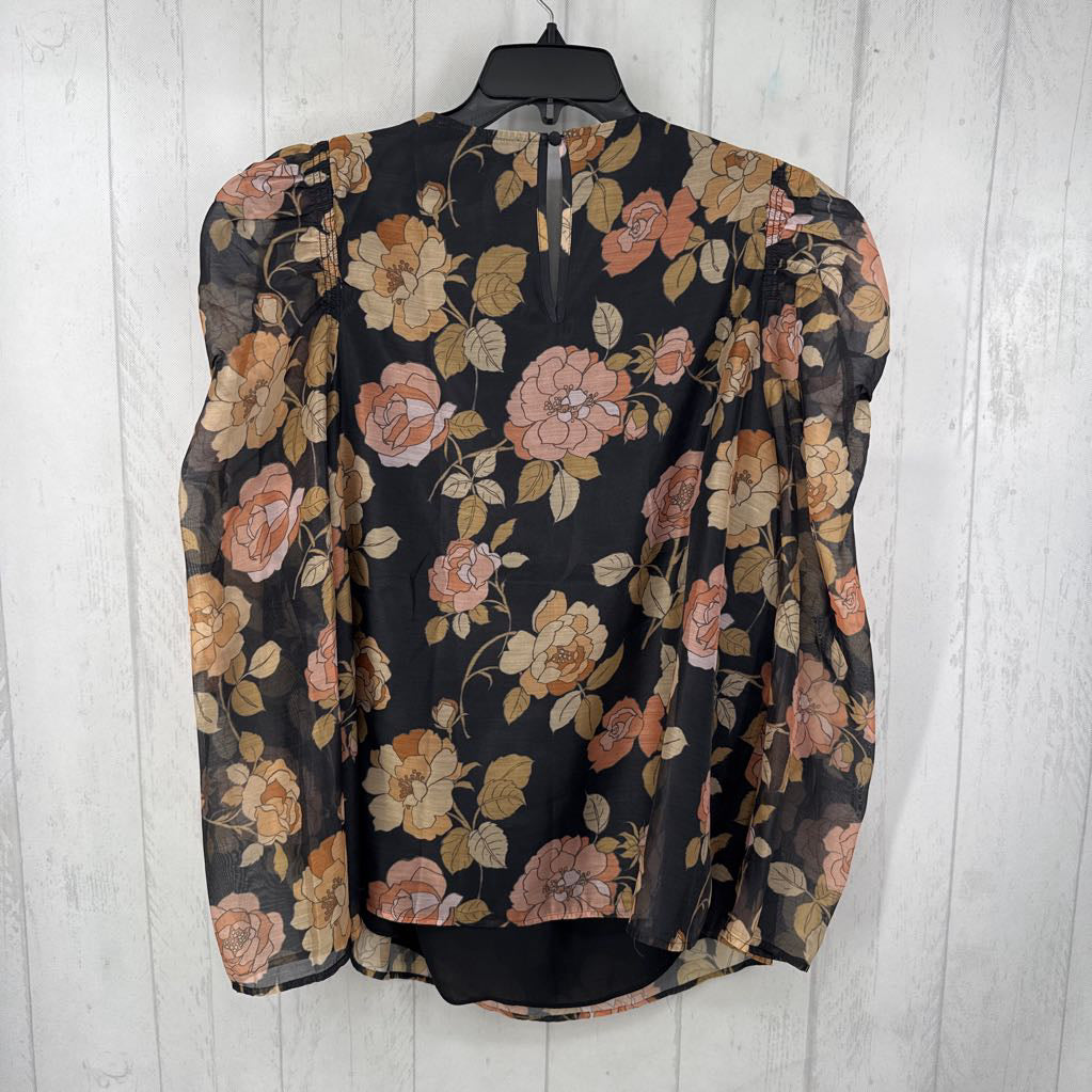 1X flo print puff slv top