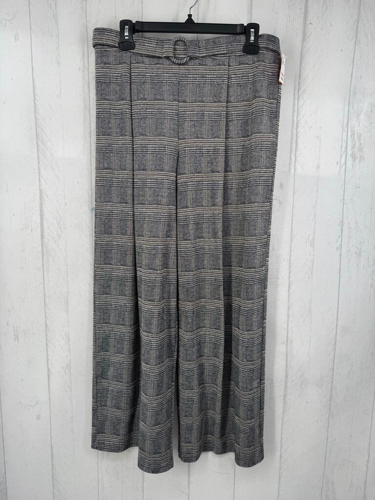 L plaid pull-on wide leg pant