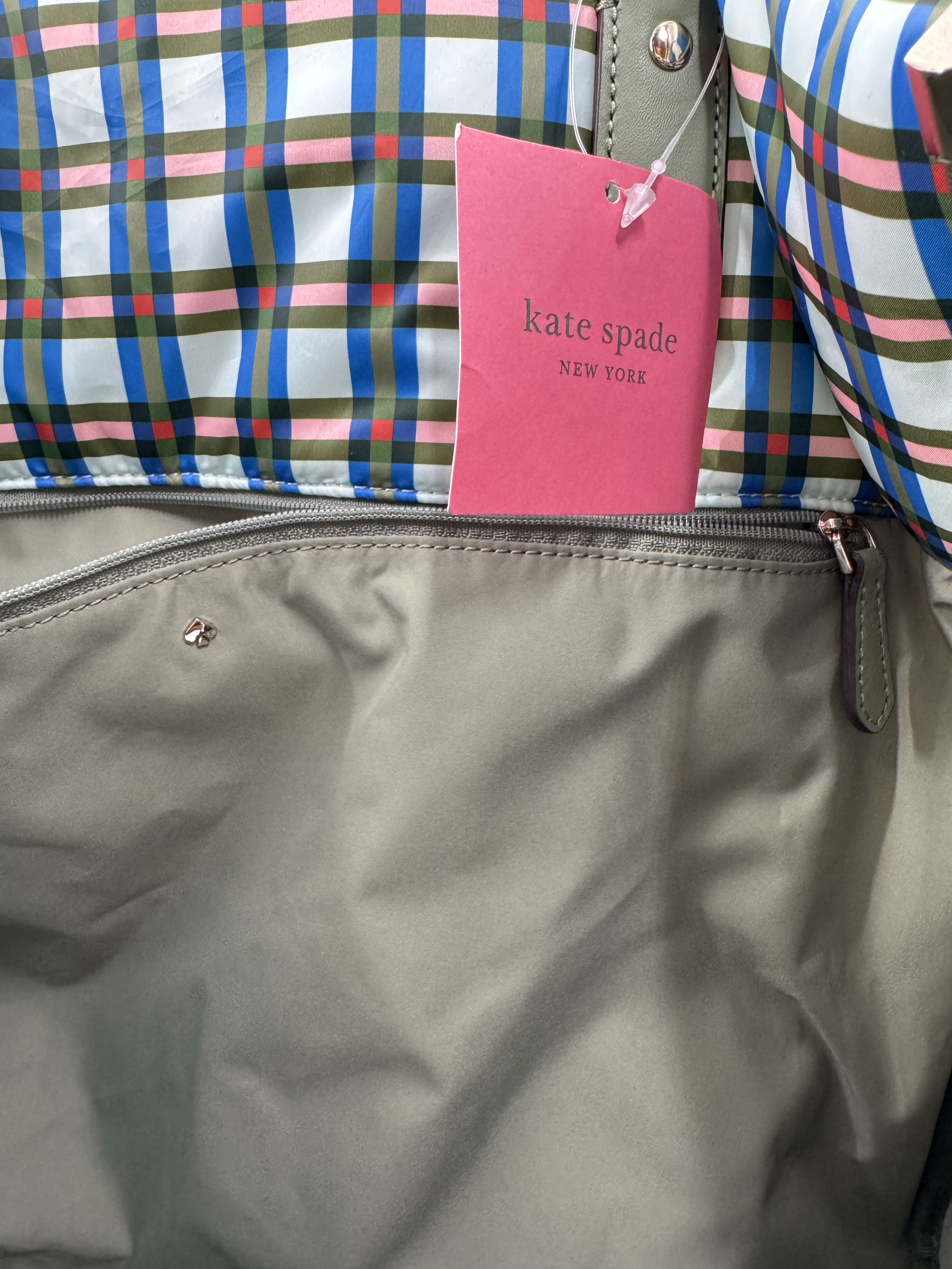 R198 puffy plaid tote