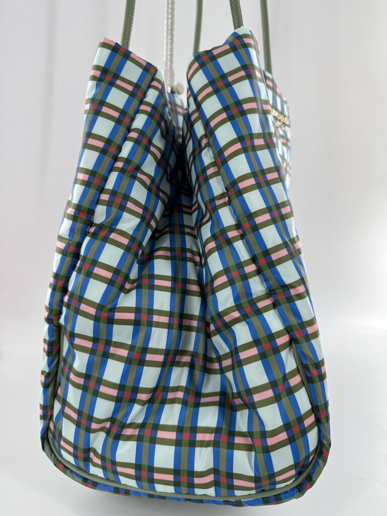 R198 puffy plaid tote