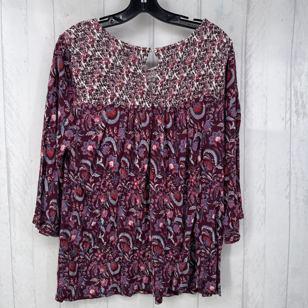 2x l/s smocked paisley top