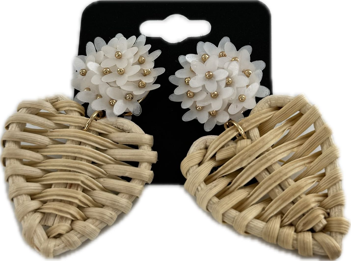 rattan heart dangle earrings