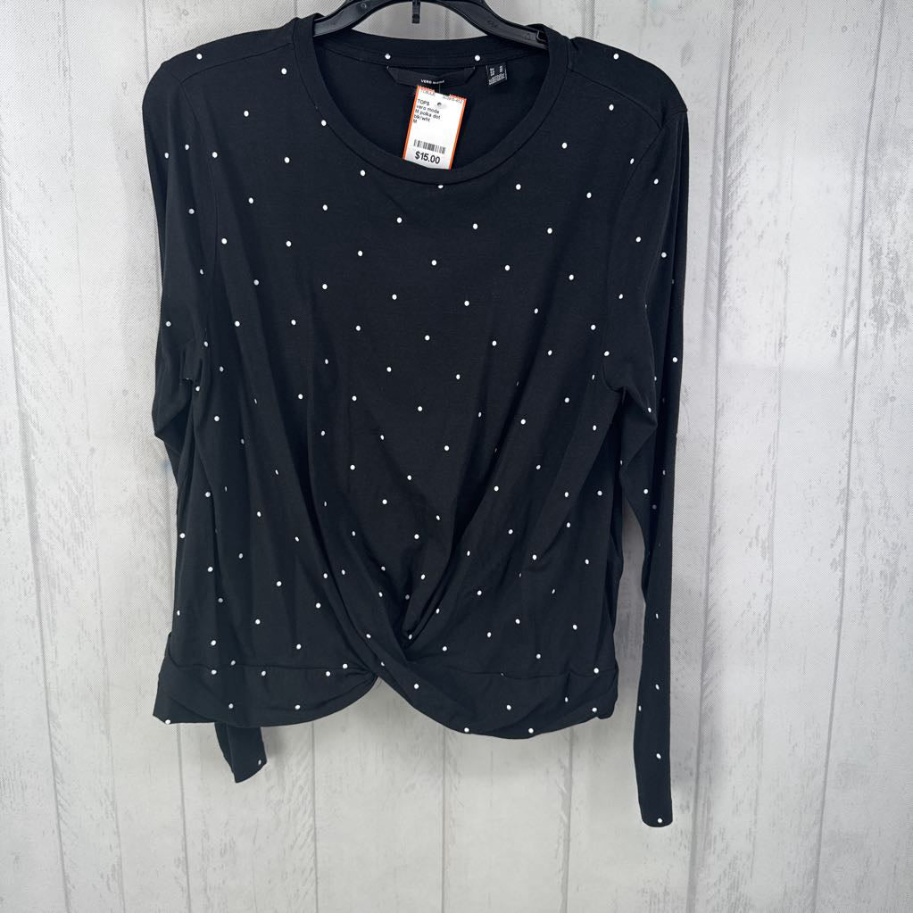 M polka dot gathered l/s top