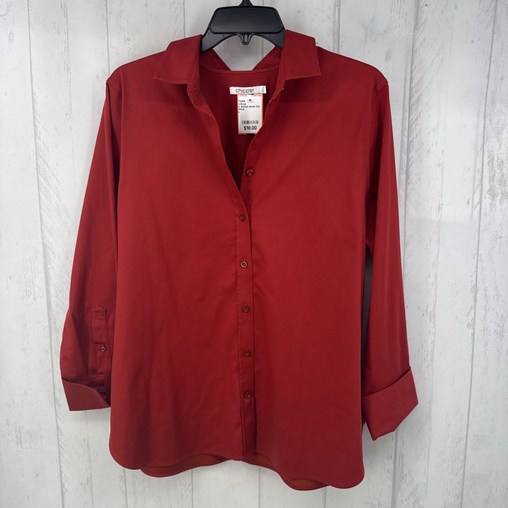 L button down 3/4 slv top