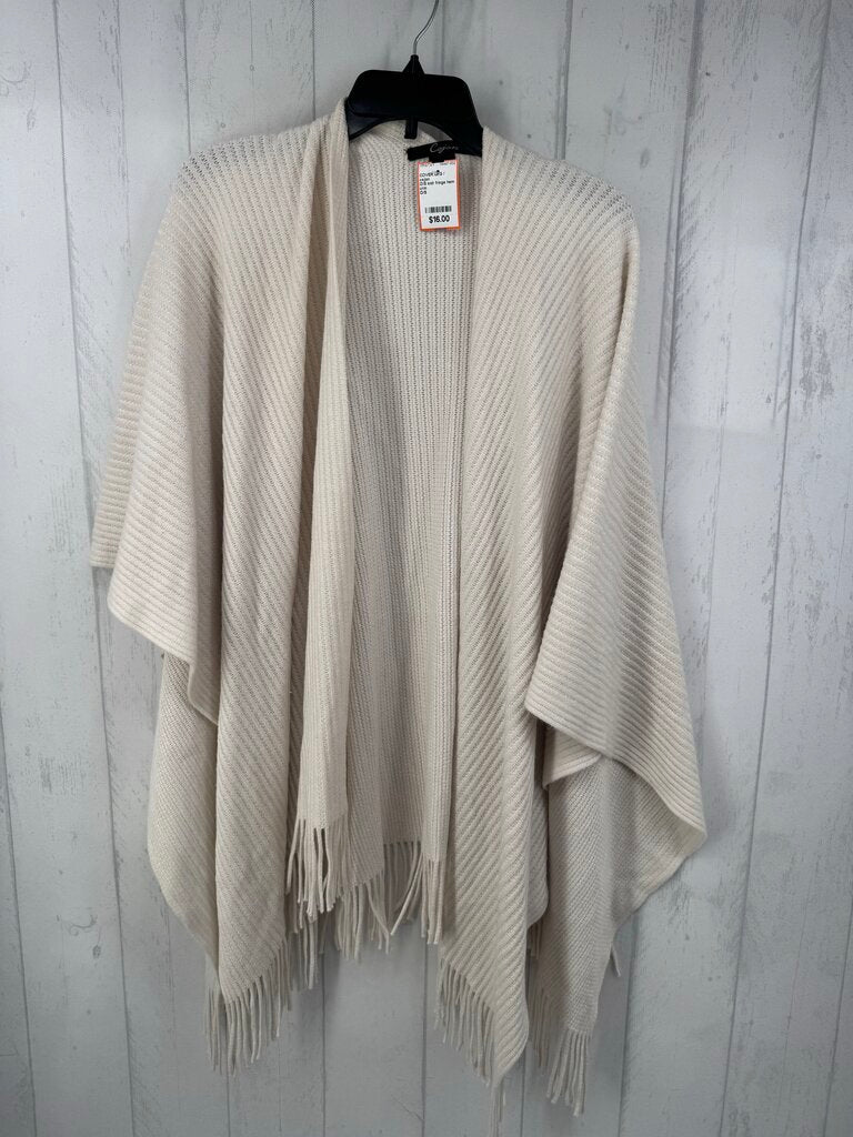 O/S knit fringe hem poncho