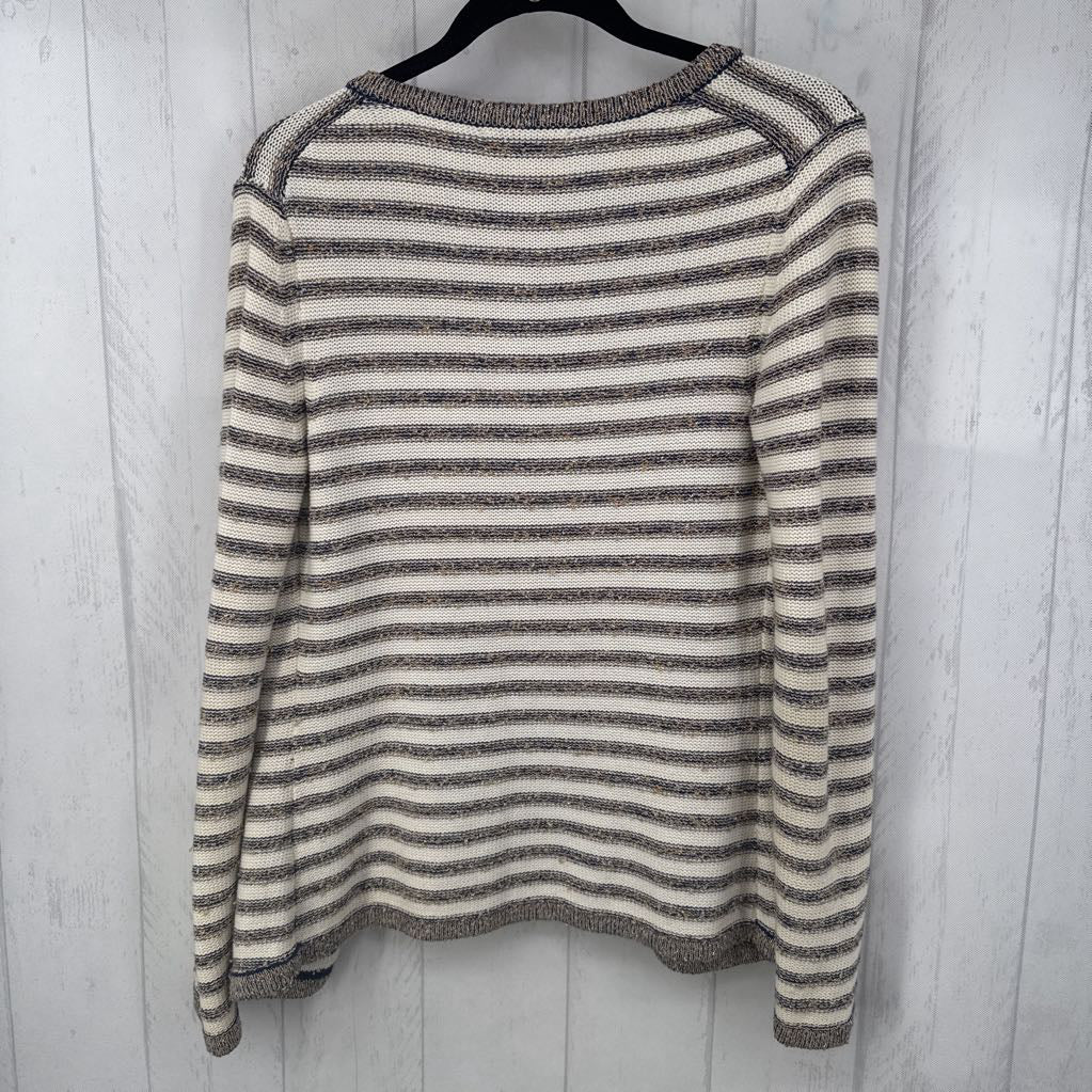 S striped knit open front cardi