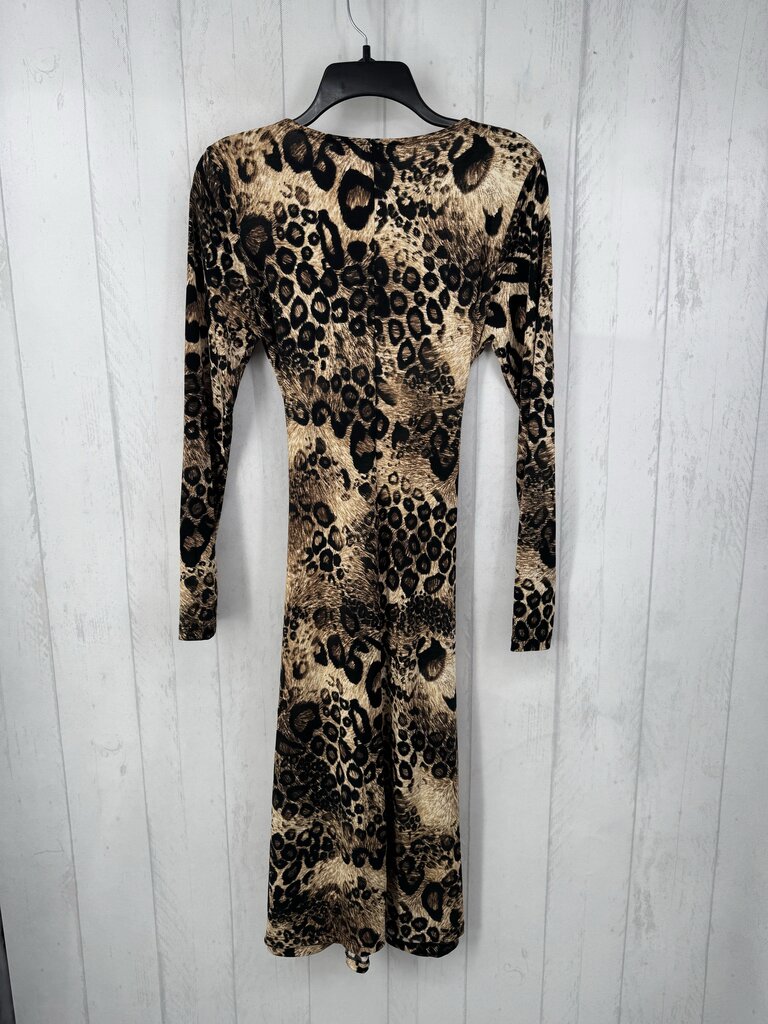 M animal print crossover l/s dress