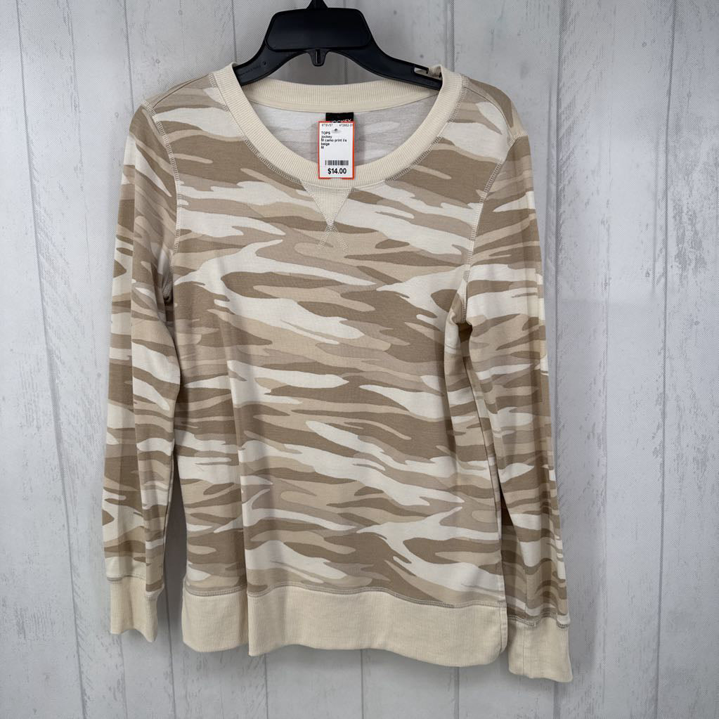 M camo print l/s top