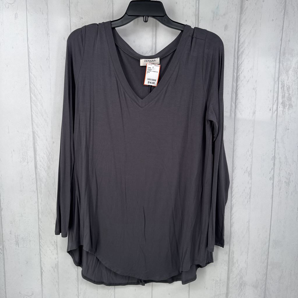 L basic v-neck l/s tee