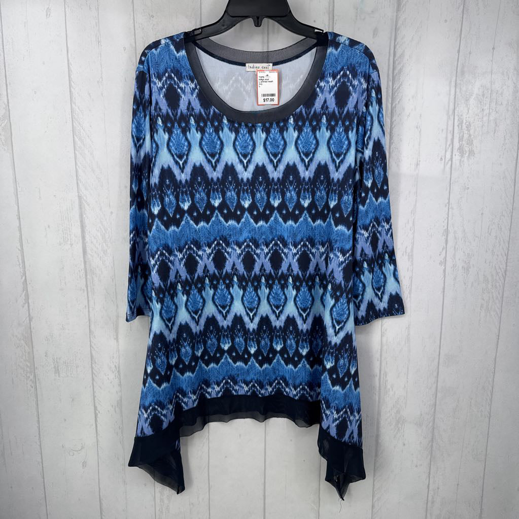 L printed mesh detail 3/4 slv tunic