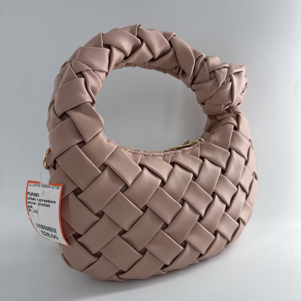 woven knotted handle handbag