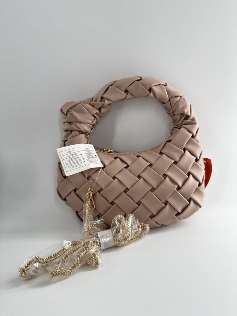 woven knotted handle handbag