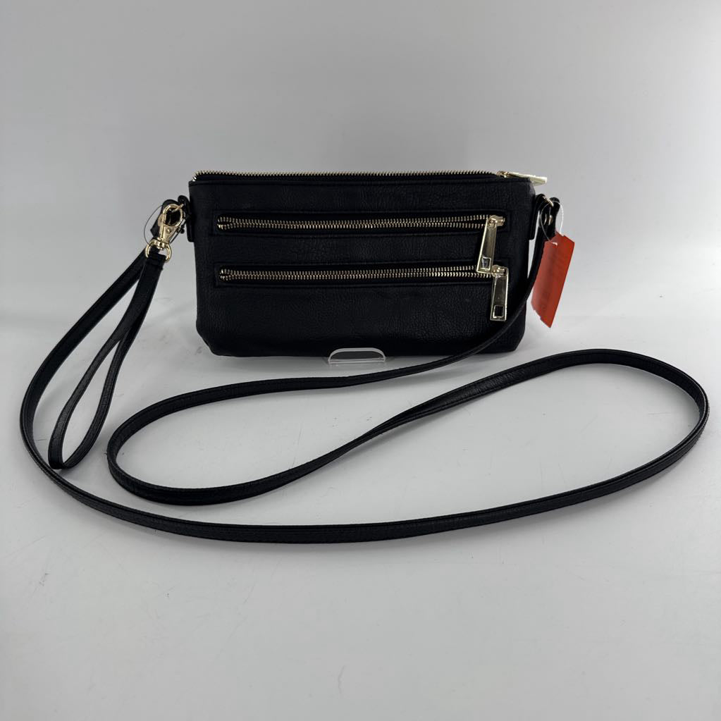 vegan leather zipper front crossbody