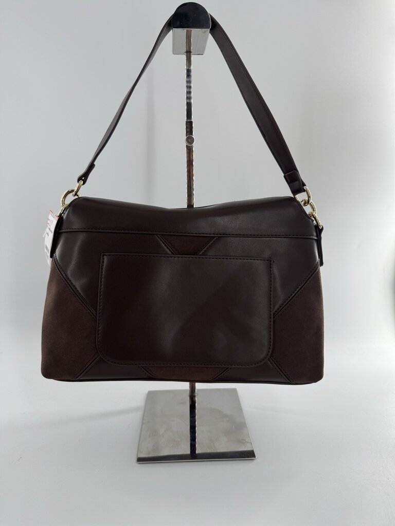 faux suede/leather geometric quilted pattern shoulder bag