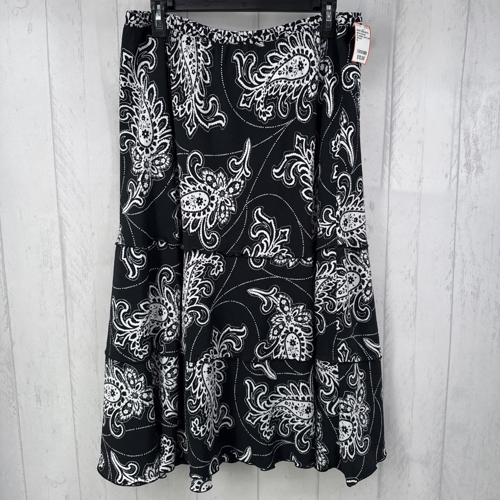 14 paisley print pull-on skirt