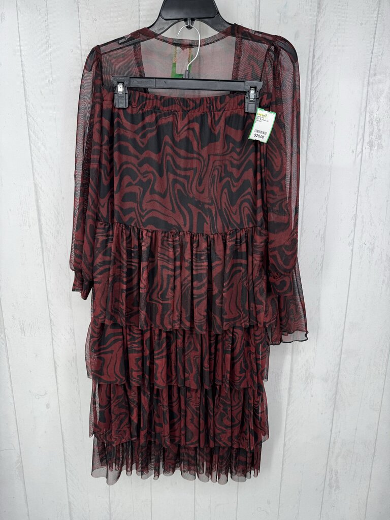 2Pc S mesh tie front top & skirt set